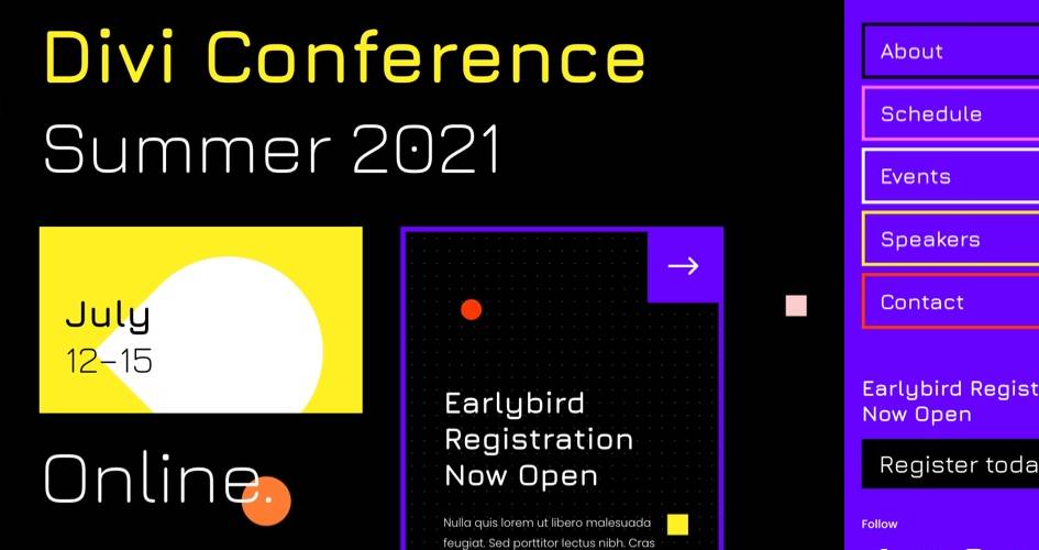 Free Divi Header & Footer Templates for Virtual Conference Layout Pack
