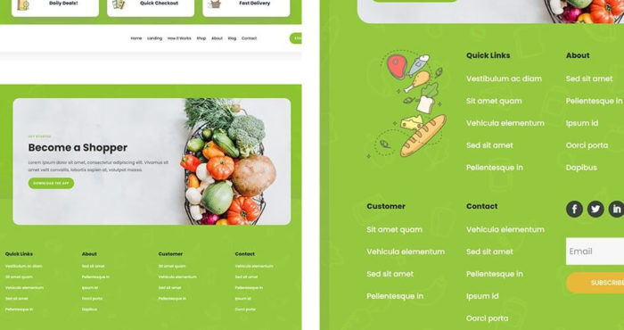 Free Divi Header & Footer Templates for the Grocery Delivery Layout Pack