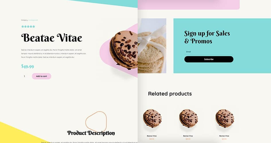 Free Divi Product Template for the Homemade Cookies Layout Pack