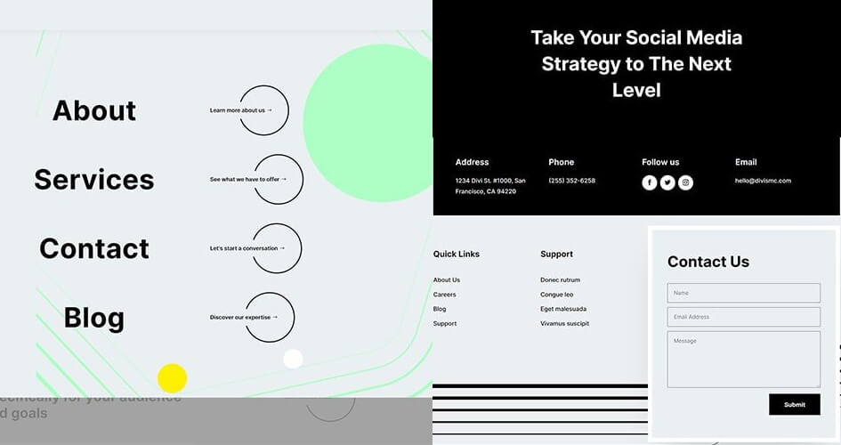 Free Divi Header & Footer Templates for the Social Media Constructor Layout Pack