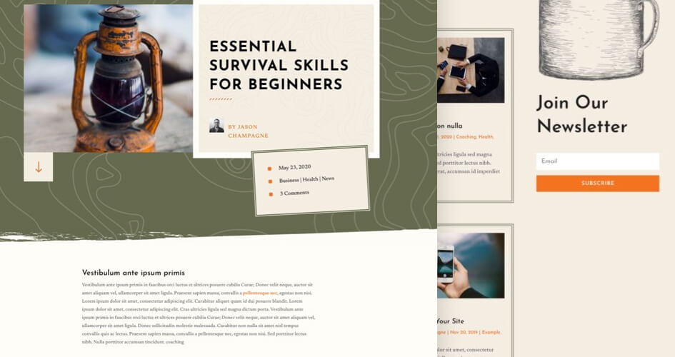 Free Divi Blog Post Template for the Bushcraft Layout Pack