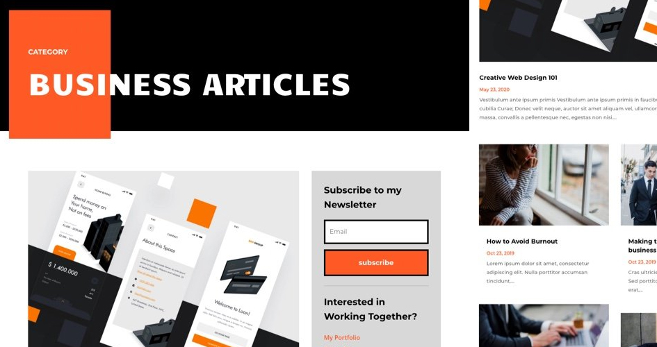 Free Divi Category Template for the Creative CV Layout Pack