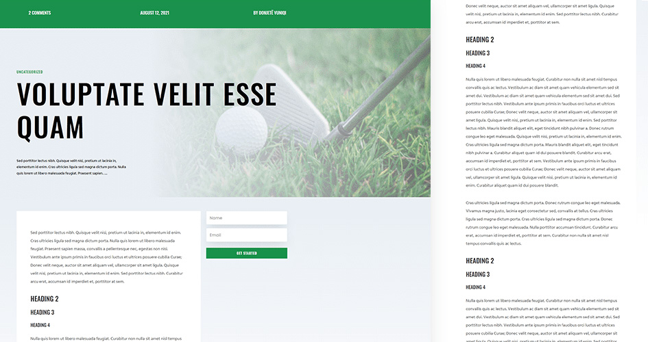 Free Divi Blog Post Template for the Golf Lessons Layout Pack