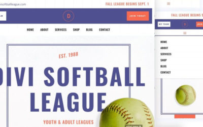 Free Divi Header & Footer Templates for the Softball League Layout Pack