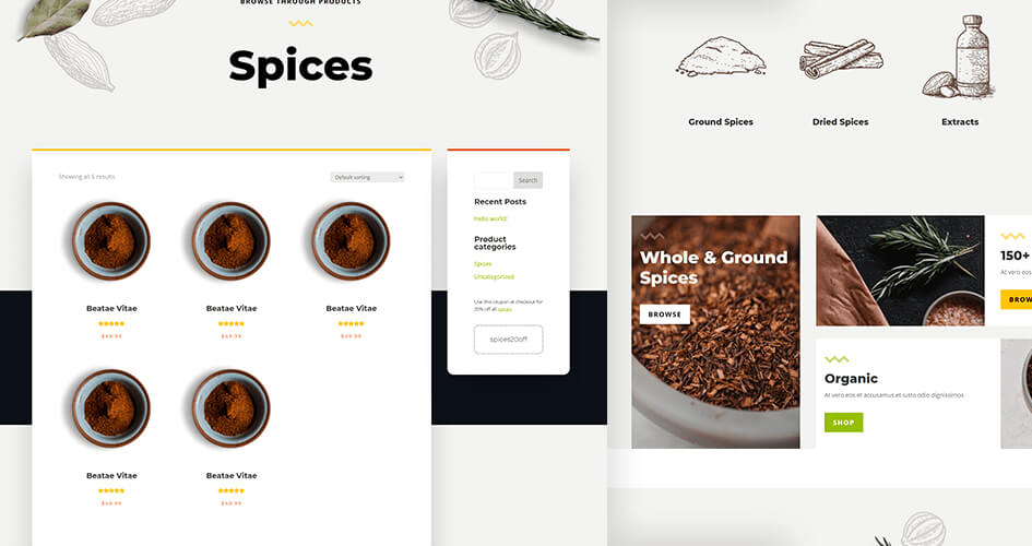 Free Divi Product Template for the Spice Shop Layout Pack