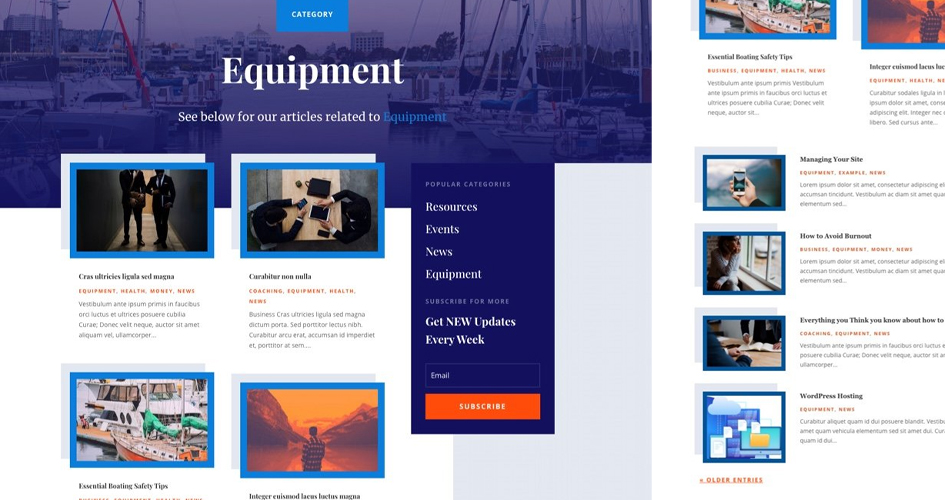 Free Divi Category Template for the Marina Layout Pack