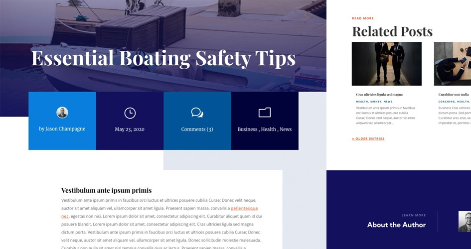 Free Divi Blog Post Template for the Marina Layout Pack