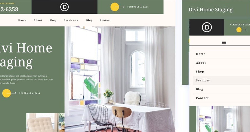 Free Divi Header & Footer Templates for the Home Staging Layout Pack