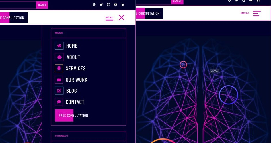 Free Divi Header & Footer Templates for the Artificial Intelligence Layout Pack