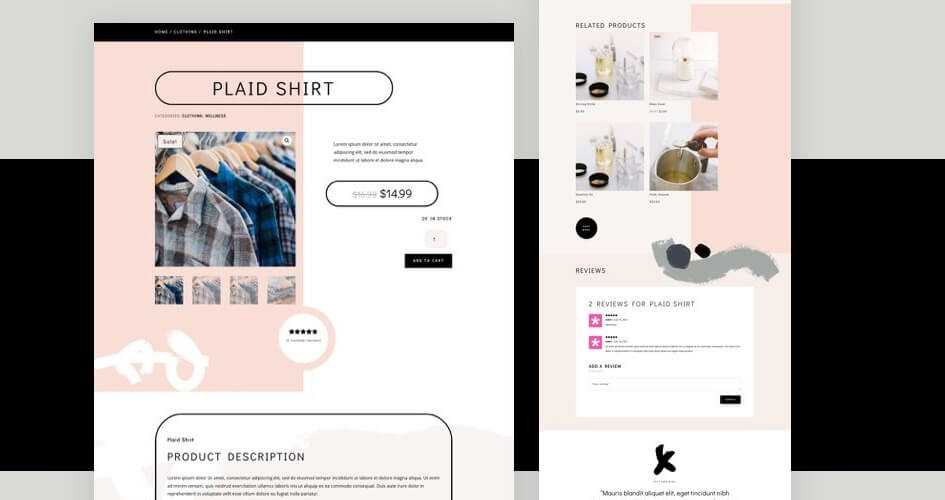 Free Divi Product Template for the Clothing Store Layout Pack