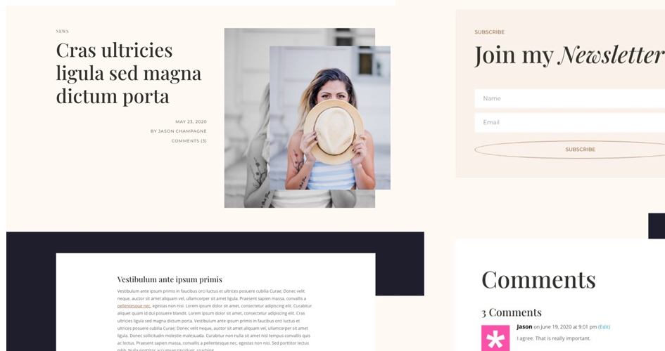 Free Divi Blog Post Template for the Fashion Designer Layout Pack