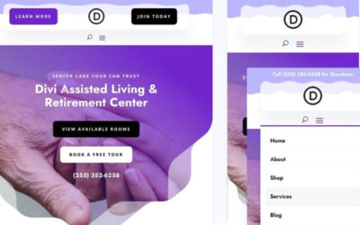 Free Divi Header & Footer Templates for the Nursing Home Layout Pack