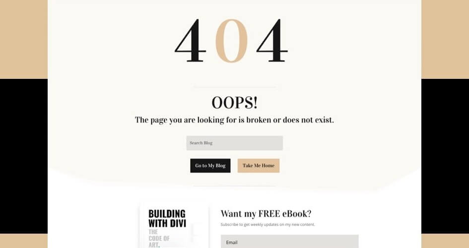 Free Divi 404 Page Template for the Blogger Layout Pack