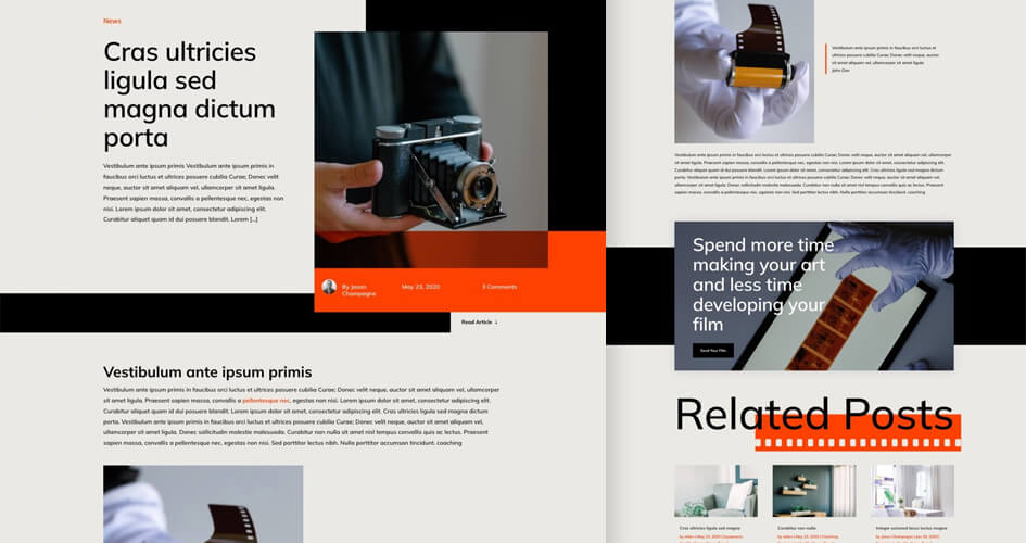 Free Divi Blog Post Template for the Film Lab Layout Pack