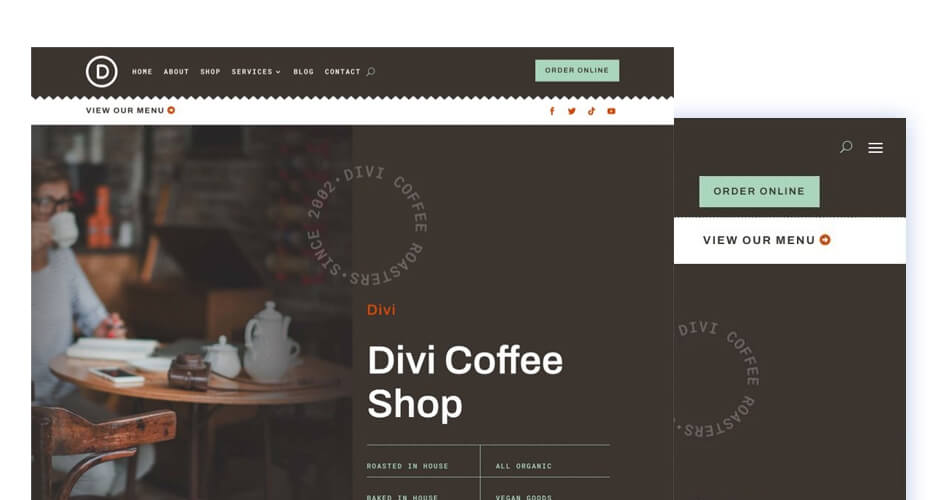 Free Divi Header & Footer Templates for the Cafe Layout Pack