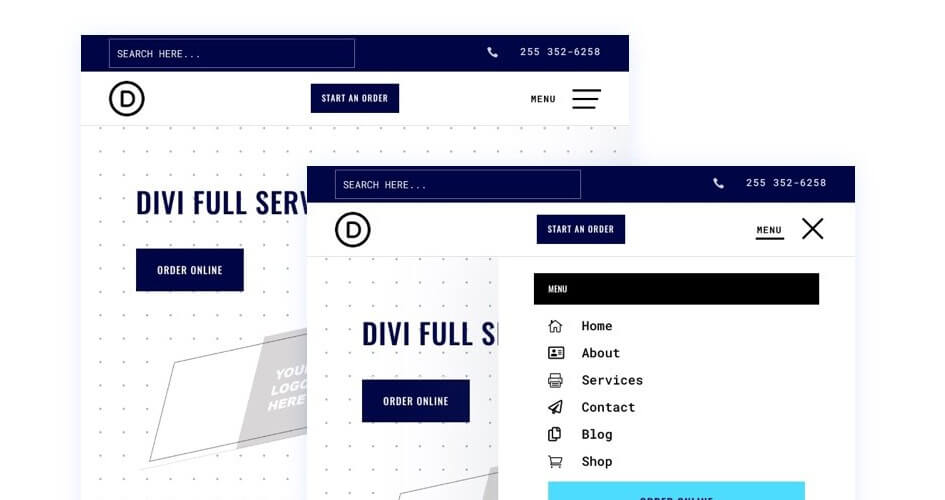 Free Divi Header & Footer Templates for the Print Shop Layout Pack