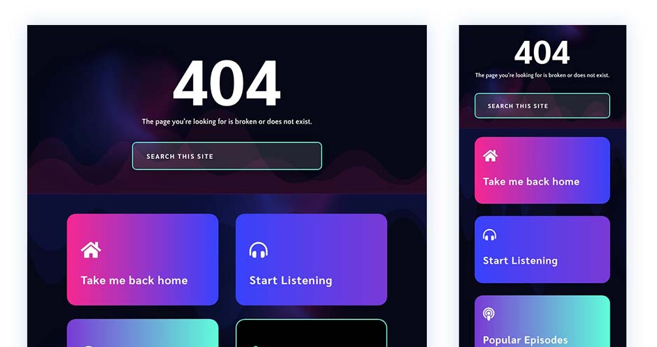 Free Divi 404 Page Template for the Podcaster Layout Pack