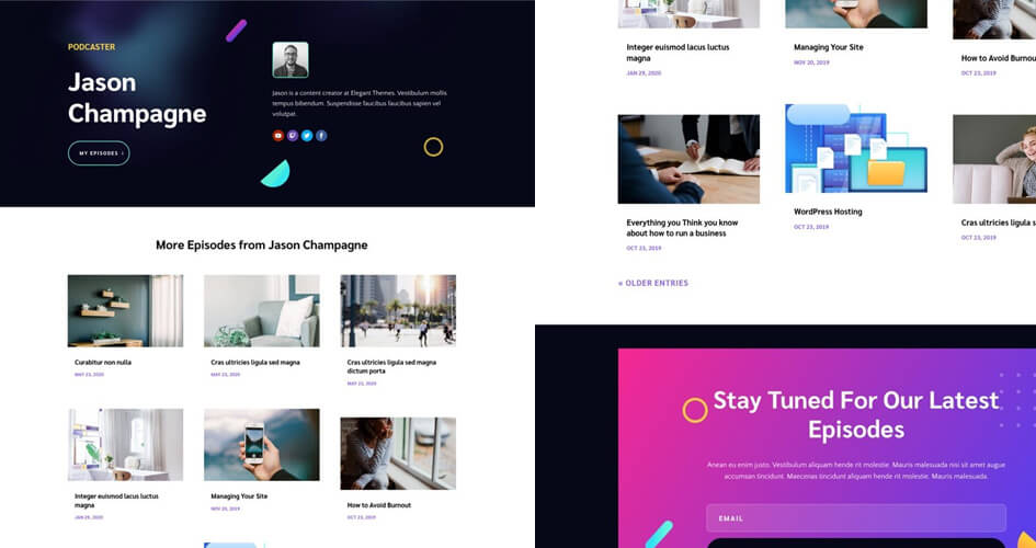 Free Divi Author Page Template for the Podcaster Layout Pack