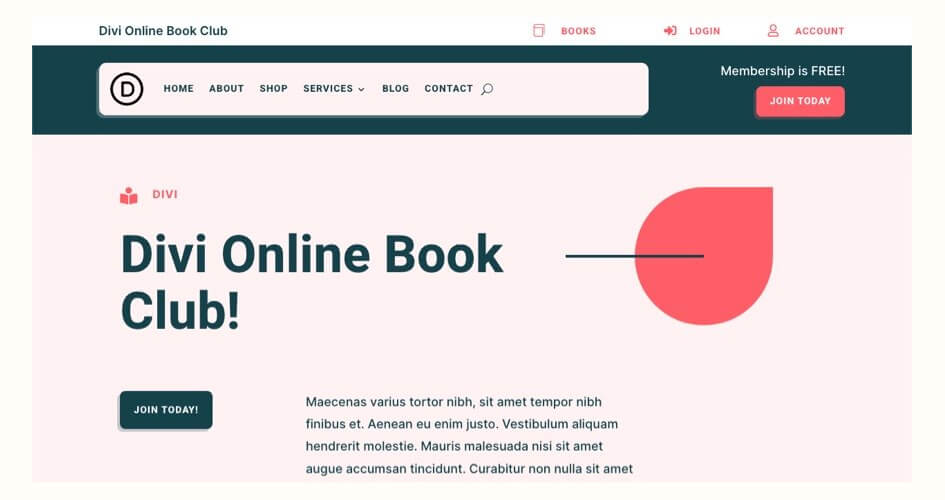 Free Divi Header & Footer Templates for the Book Club Layout Pack