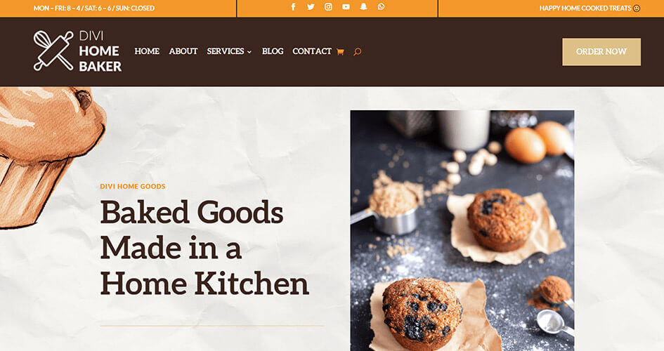 Free Divi Header & Footer Templates for the Home Baker Layout Pack
