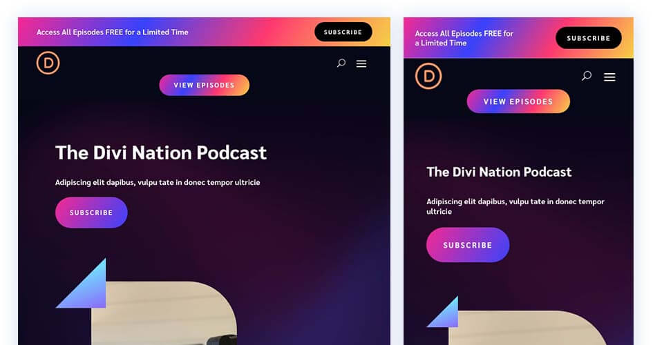 Free Divi Header & Footer Templates for the Podcaster Layout Pack