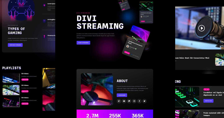 Streamer Free Divi Layout Pack