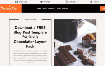 Free Divi Blog Post Template for Chocolatier Layout Pack