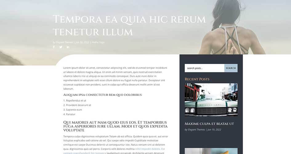 Free Divi Blog Post Template for the Online Yoga Layout Pack