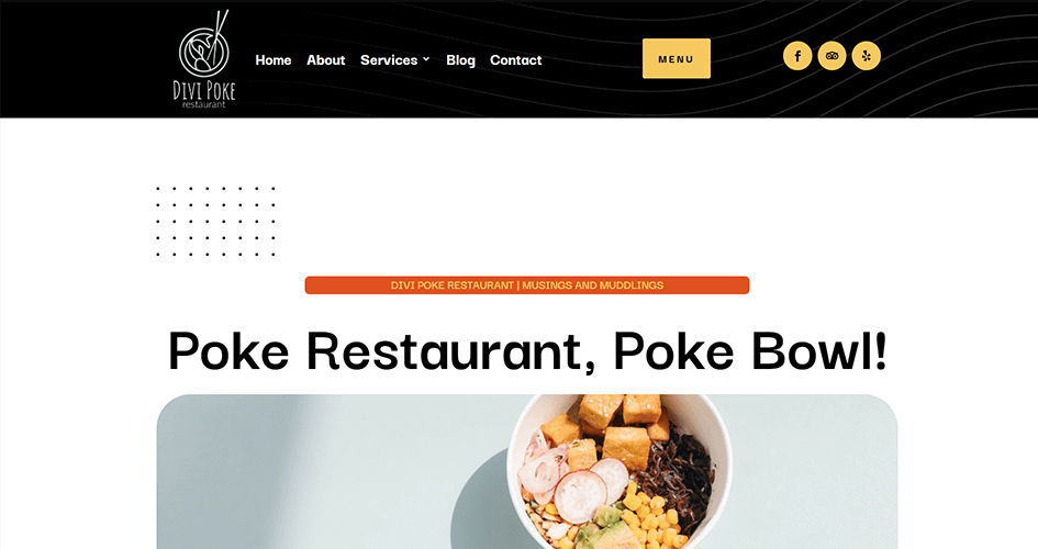 Free Divi Blog Post Template for the Poke Restaurant Layout Pack