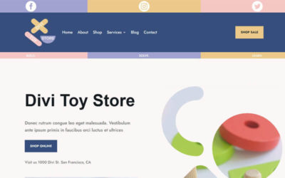 Free Divi Header & Footer Templates for Toy Store Layout Pack