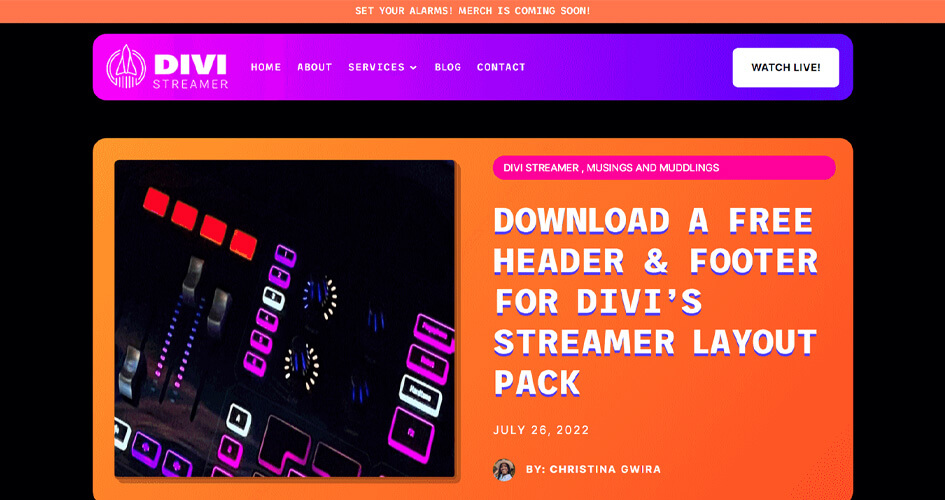 Free Divi Blog Post Template for Streamer Layout Pack